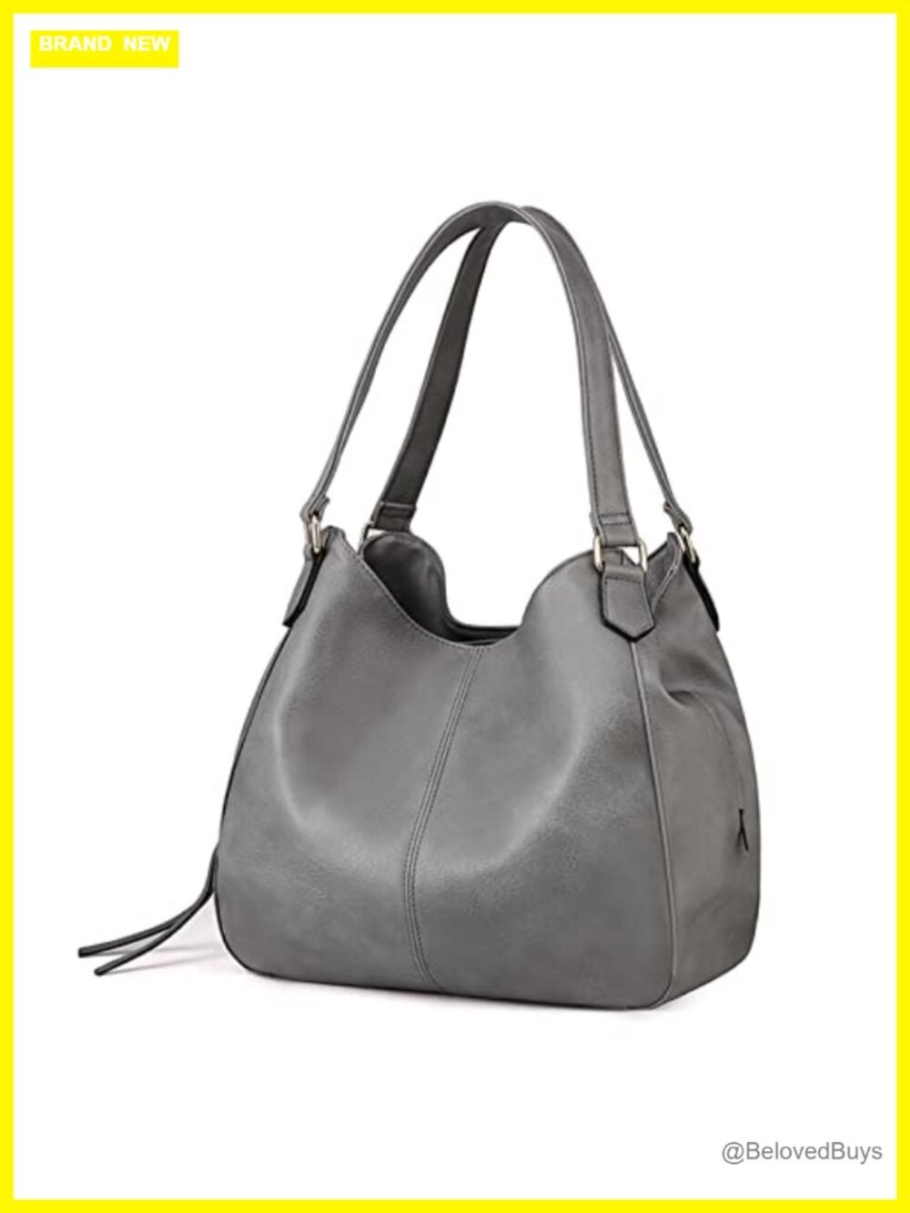 Vegan Leather Hobo Shoulder Bag Multi-Pocket Large Capacity Tote